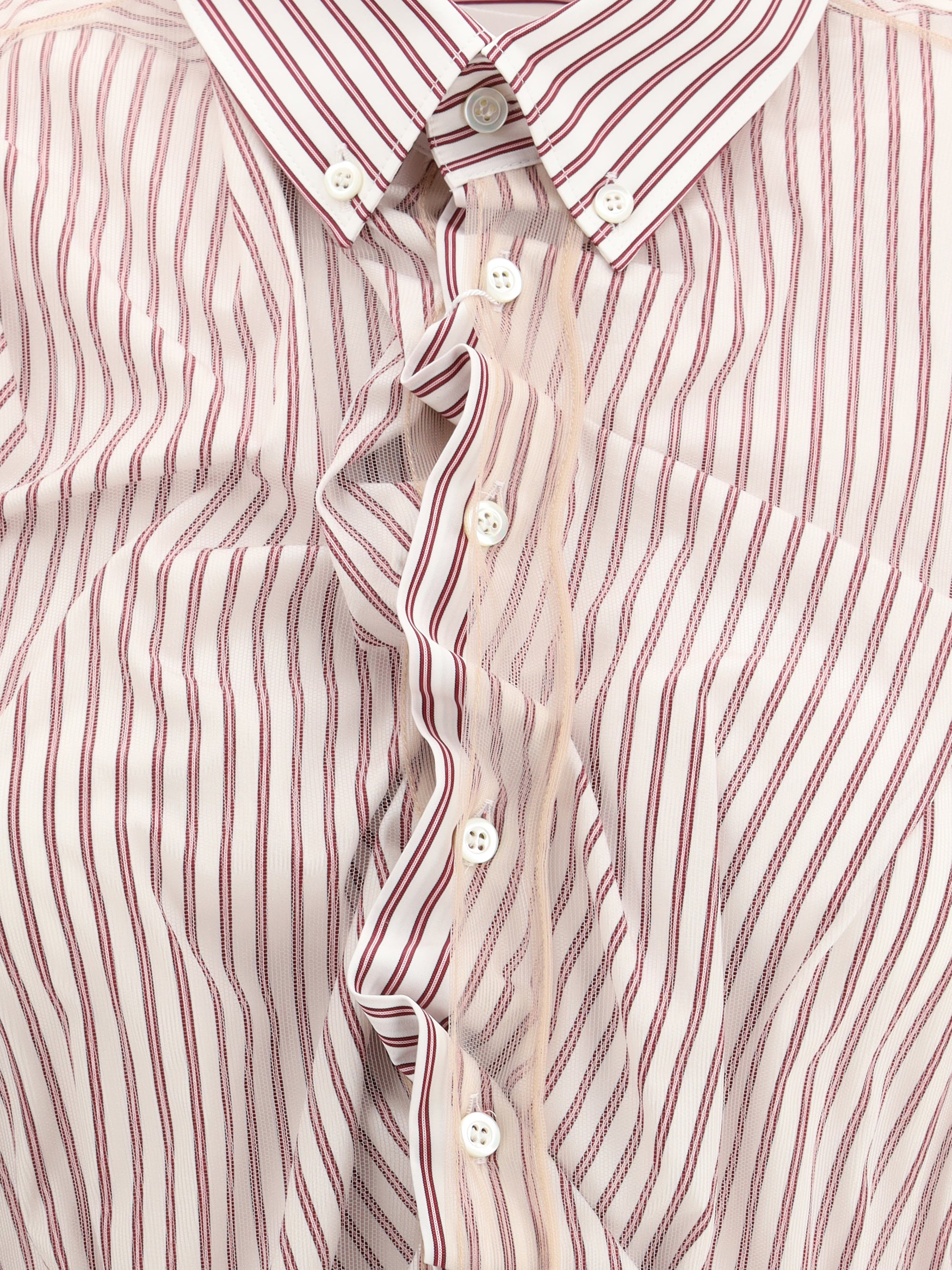MARGIELA 42 layered tulle striped shirt