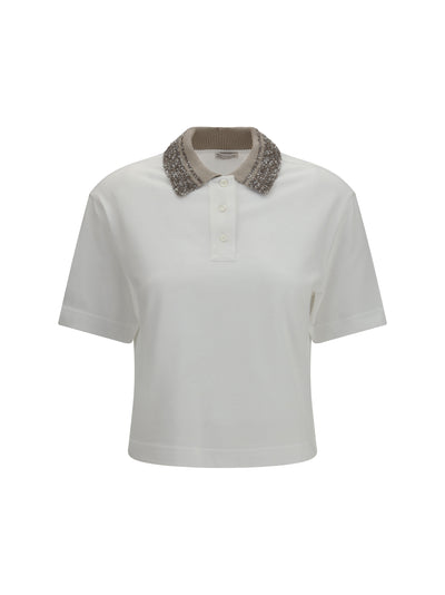 cotton jersey polo with dazzling knit collar