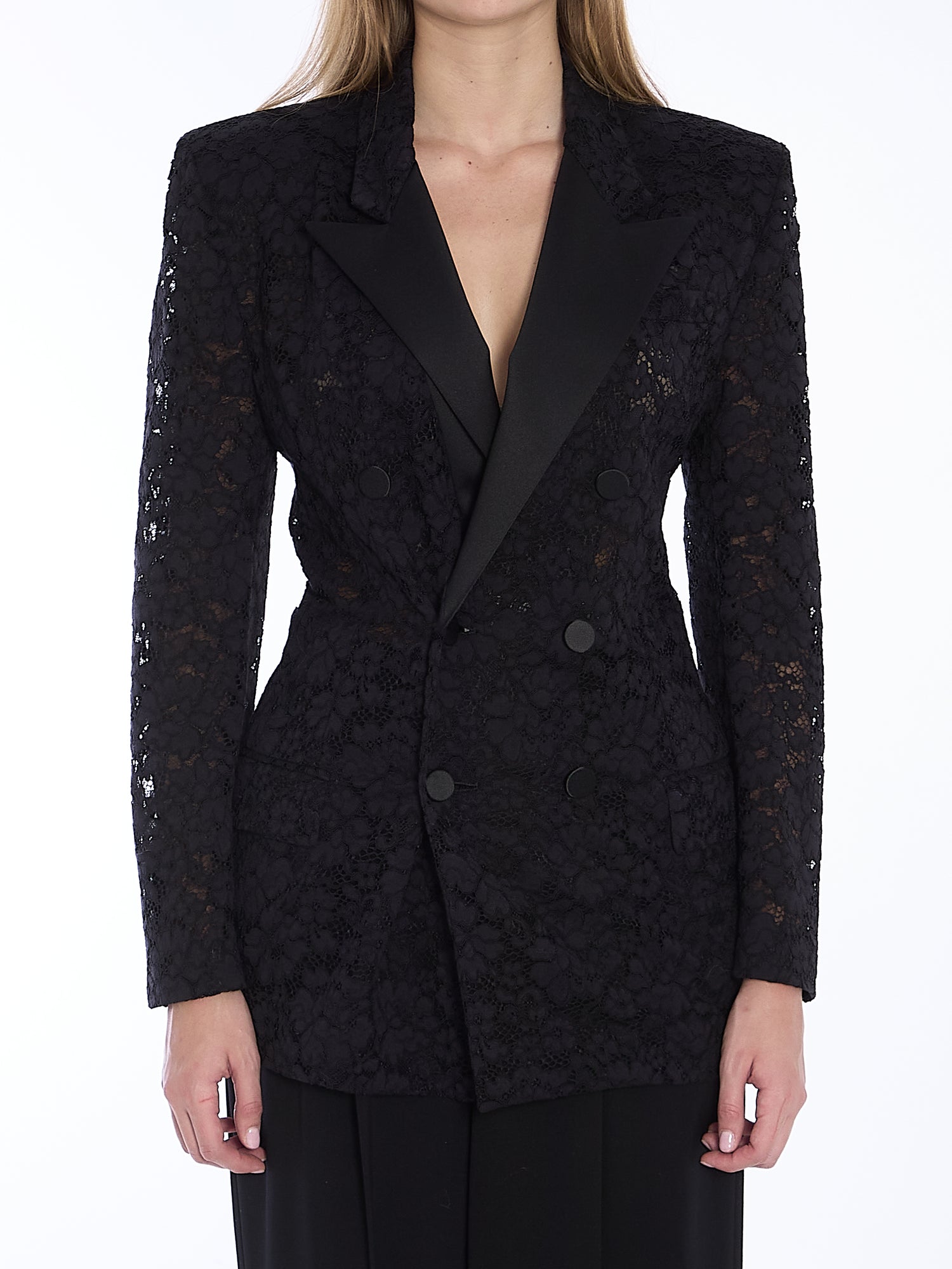 SAINT LAURENT 36 tuxedo jacket in guipure