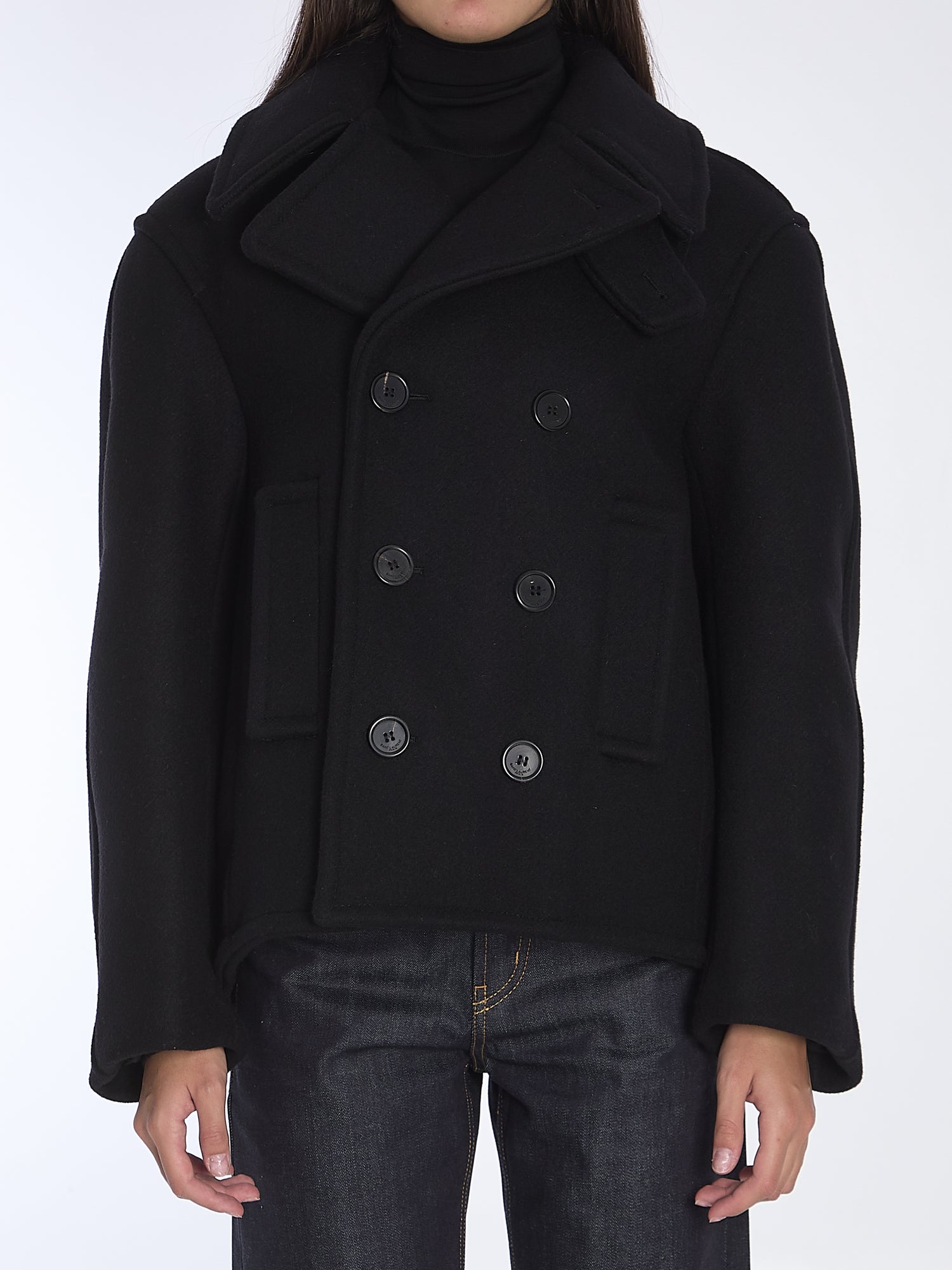 SAINT LAURENT 01 oversize pea coat in wool