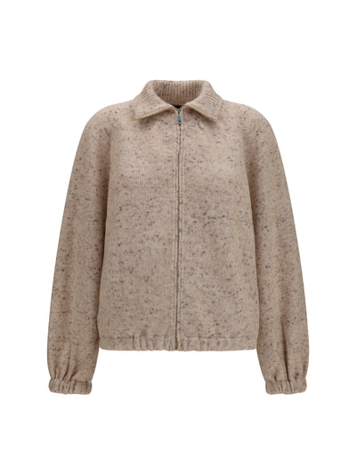 oversized bouclé yarn bomber jacket with lurex