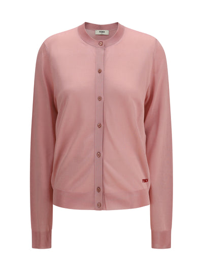 cardigan crewneck in viscose with embroidered logo