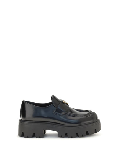 brushed leather loafers