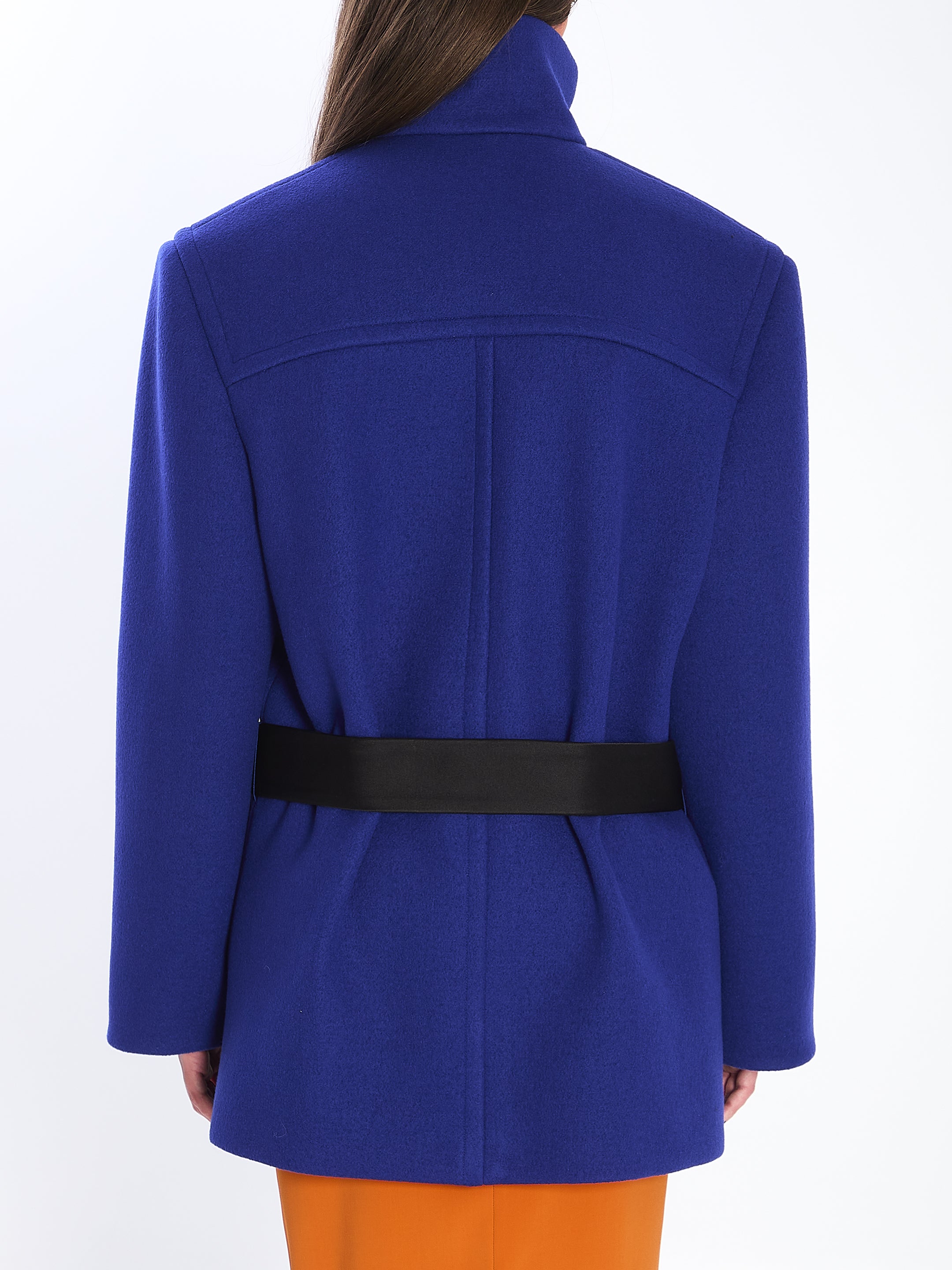 SAINT LAURENT 38 boxy belted coat in wool