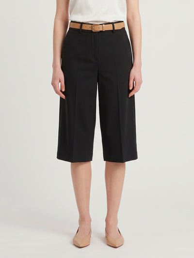 black stretch canvas bermuda shorts
