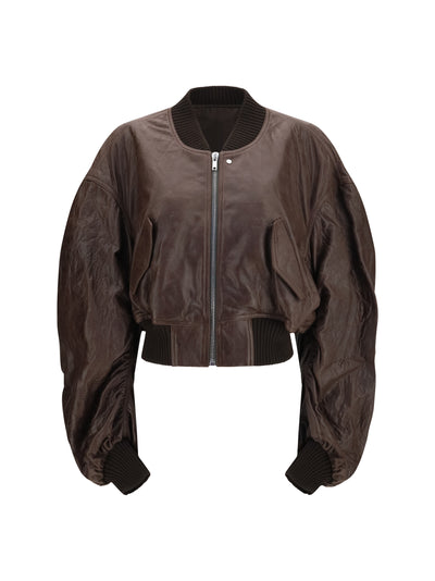 cropped leather bomber jacket