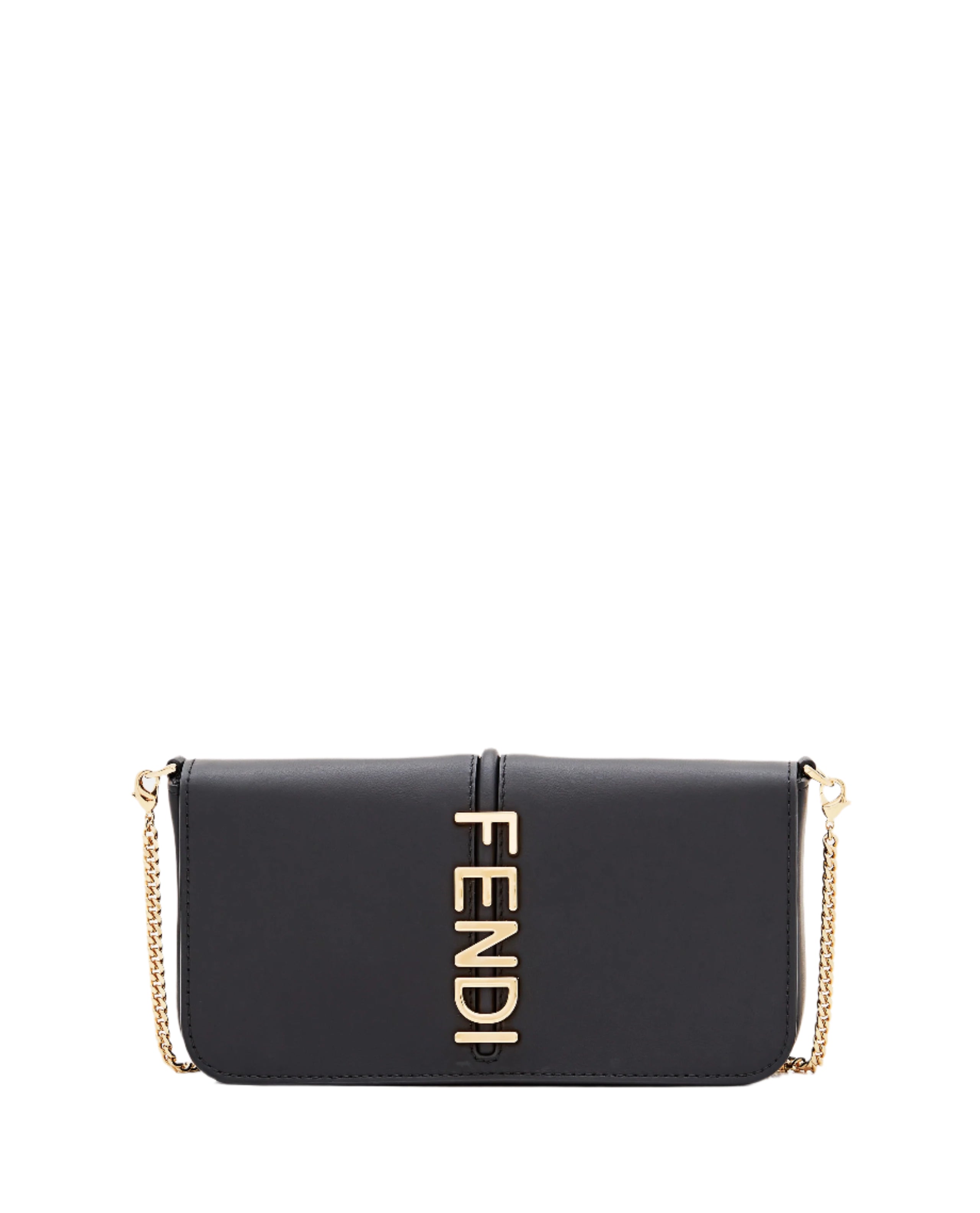 FENDI Fendigraphy FF Leather Wallet on Chain – Black