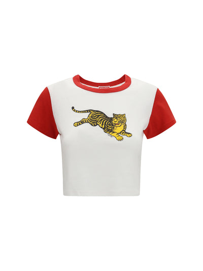 jumping tiger cropped cotton t-shirt