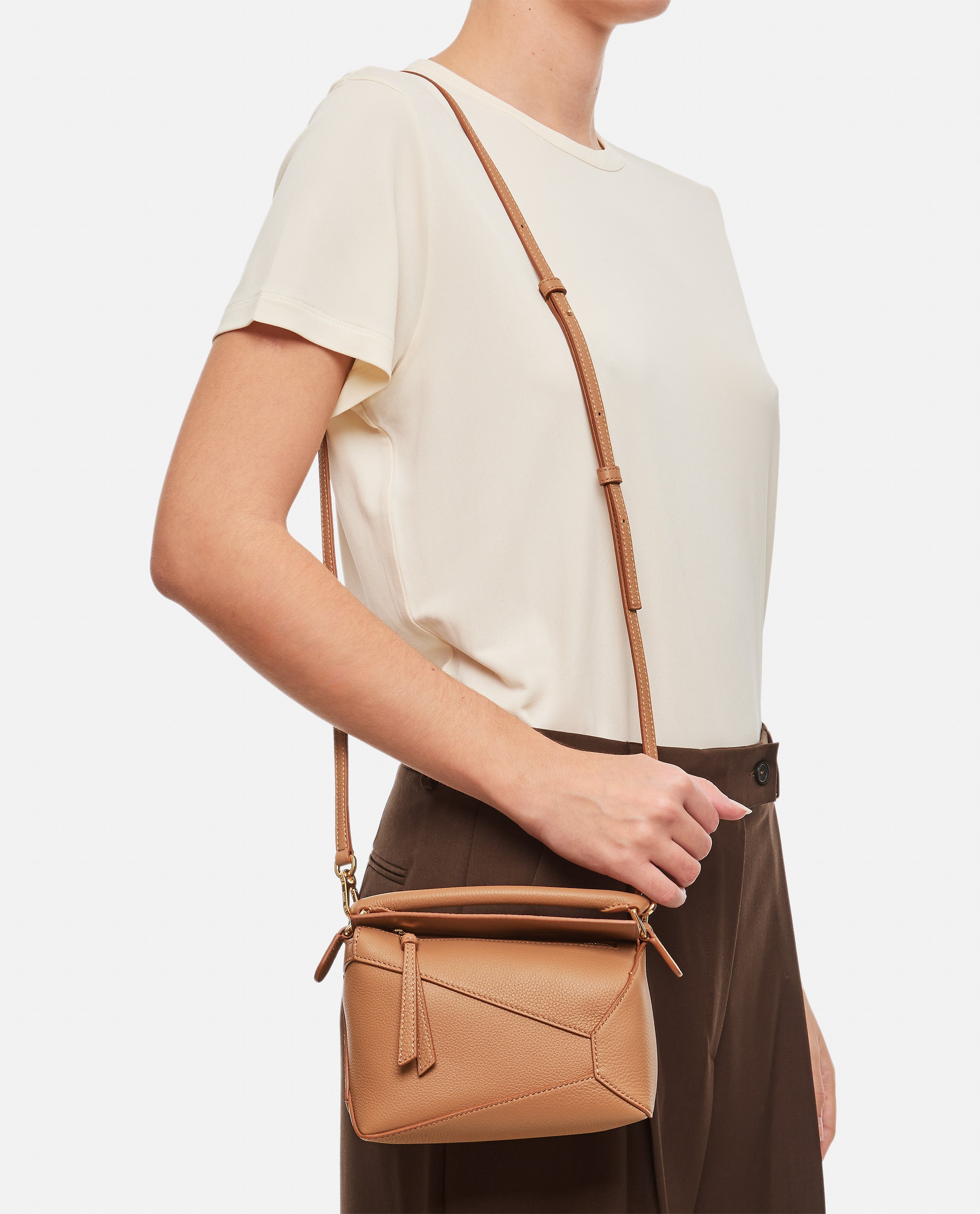 Puzzle Edge Mini Braided Handle Shoulder Bag