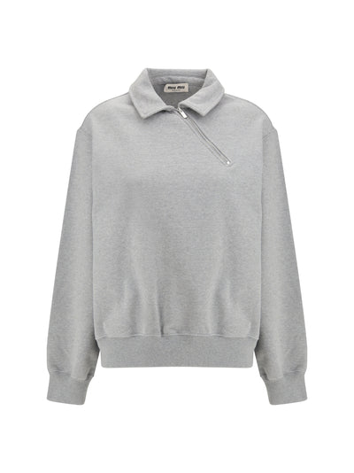sweatshirt with oblique zip closure