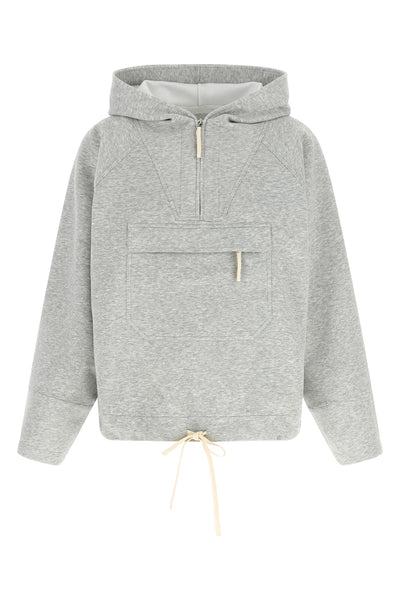 the co hoodie is made of premium cotton and tencel scuba jersey
