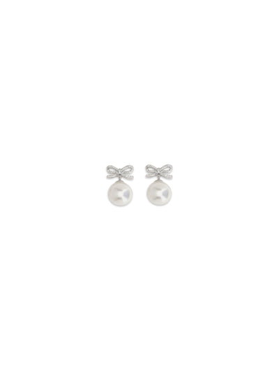 crystal bow earrings with pearl