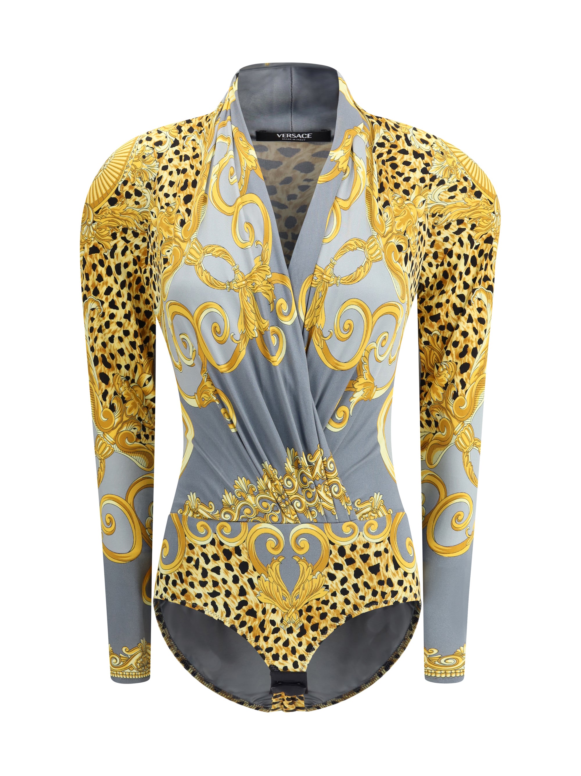 VERSACE 40 leopard draped bodysuit