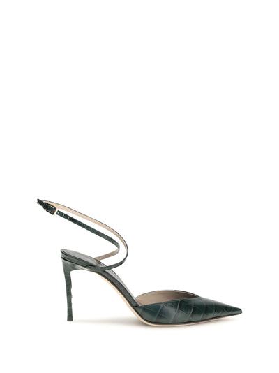 crocodile-print leather pumps