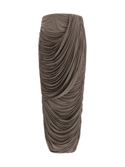 draped silk midi skirt