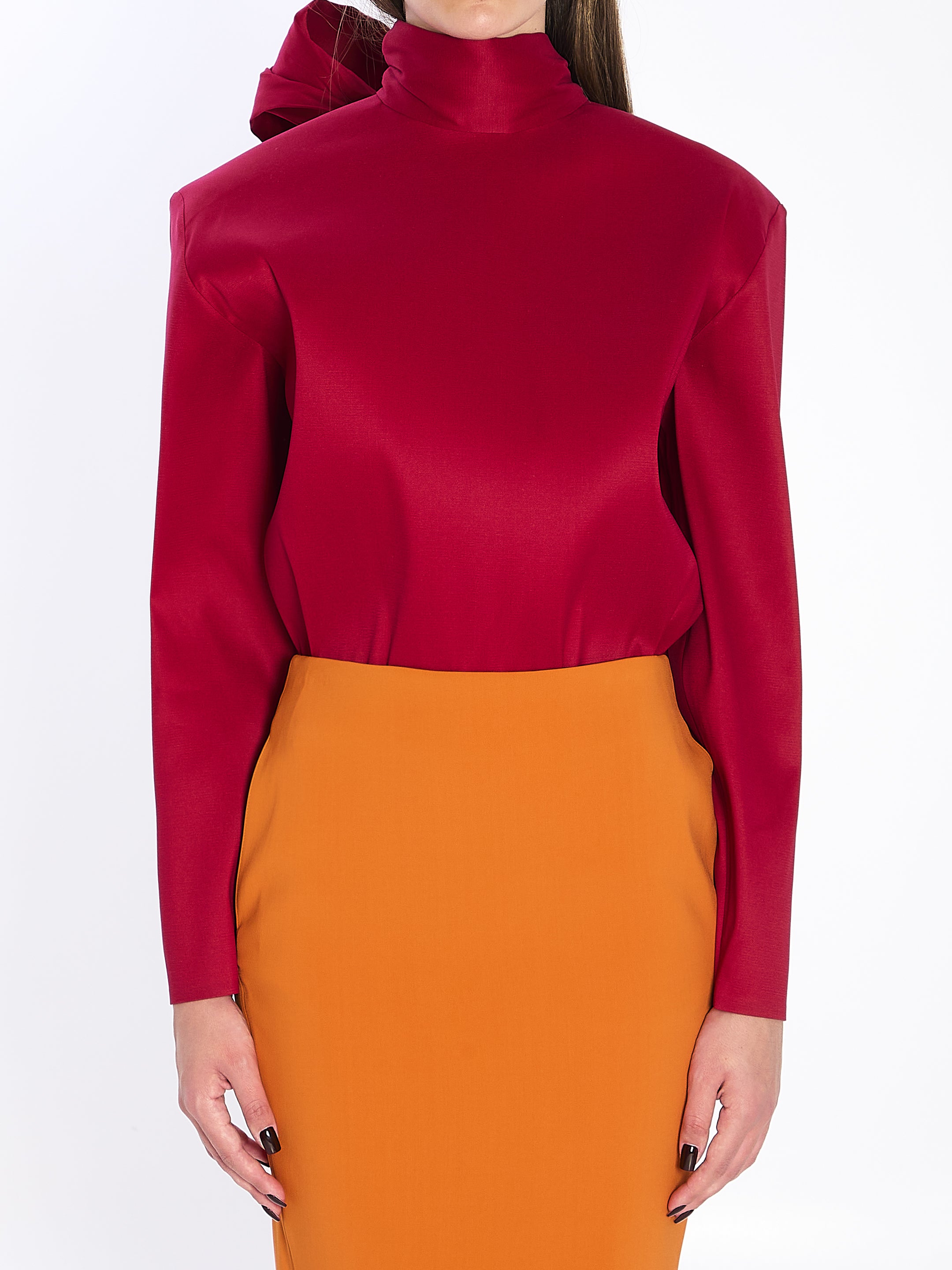 SAINT LAURENT 36 boxy lavallière top in organza