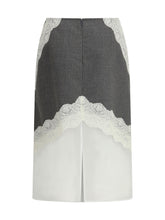JIL SANDER 34 midi wool and lace skirt