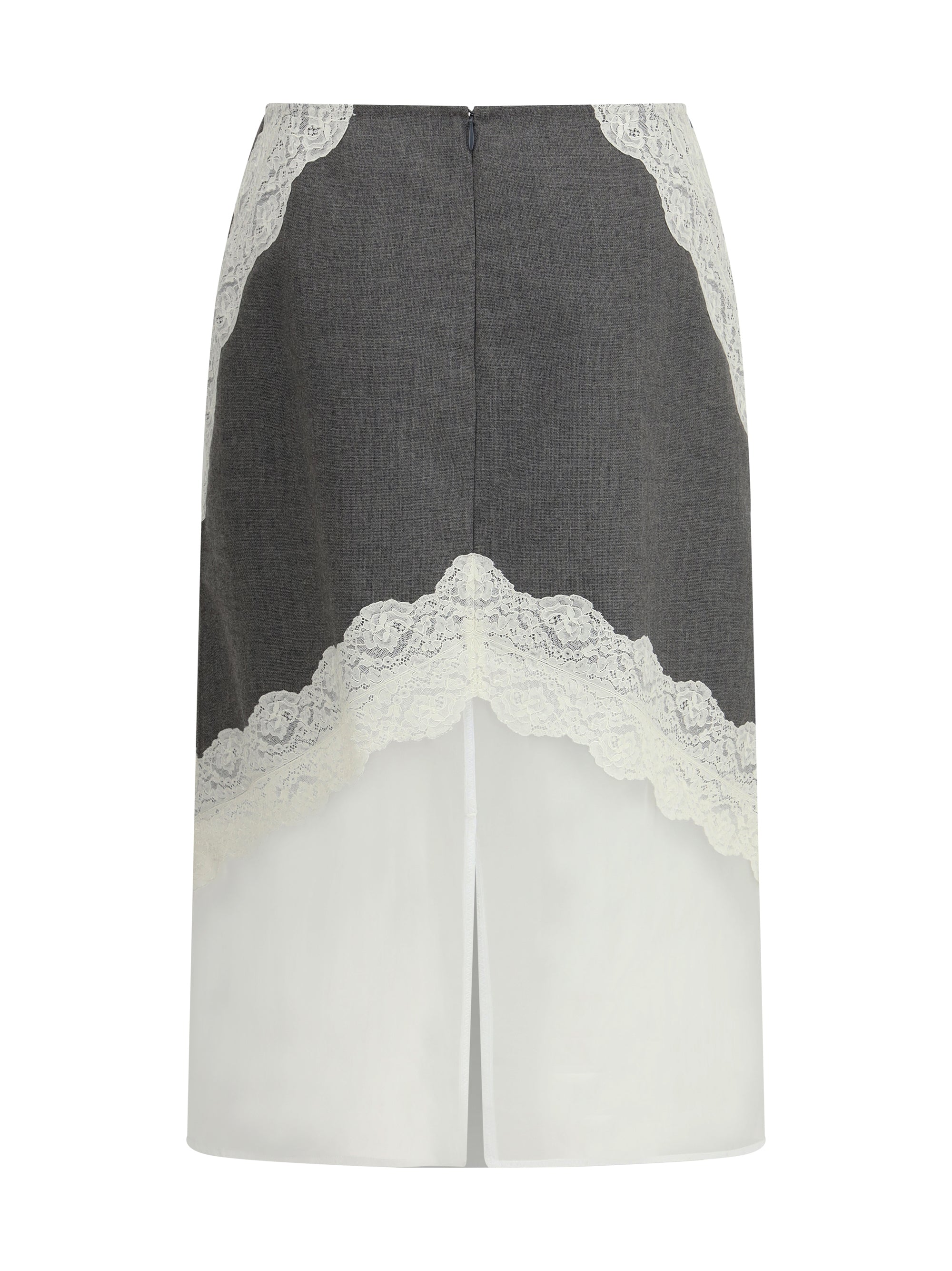 JIL SANDER 36 midi wool and lace skirt
