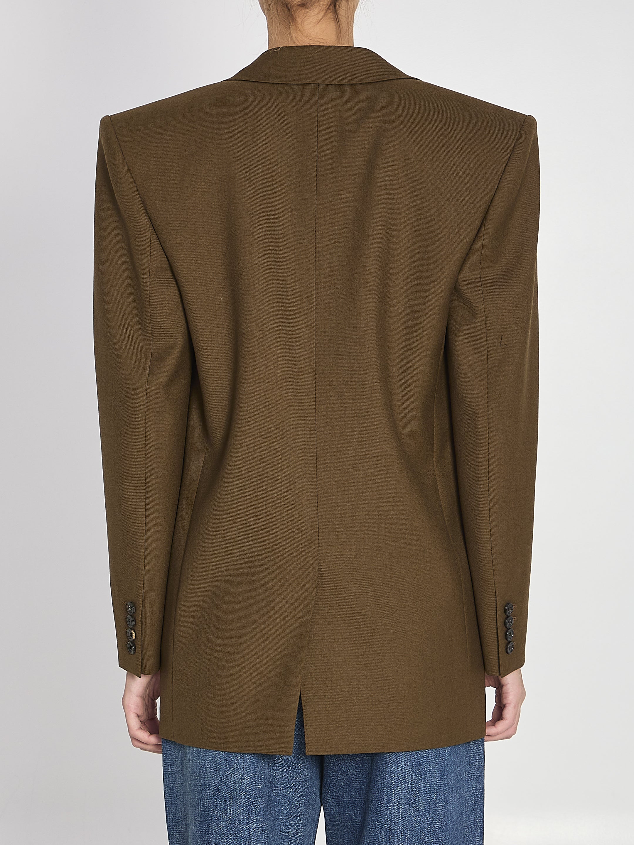 SAINT LAURENT 36 khaki wool jacket