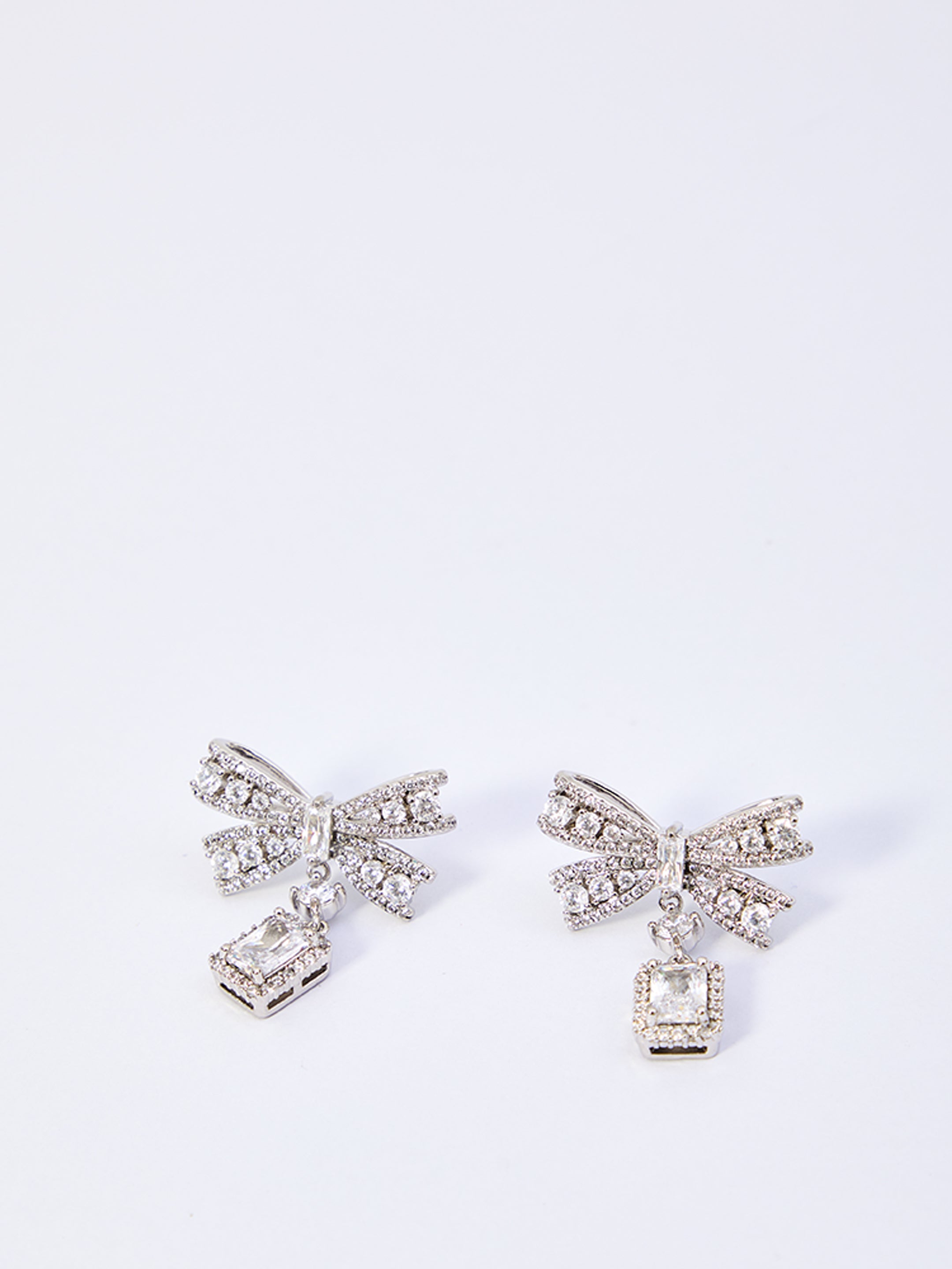 SELF PORTRAIT OS bow crystal drop earrings
