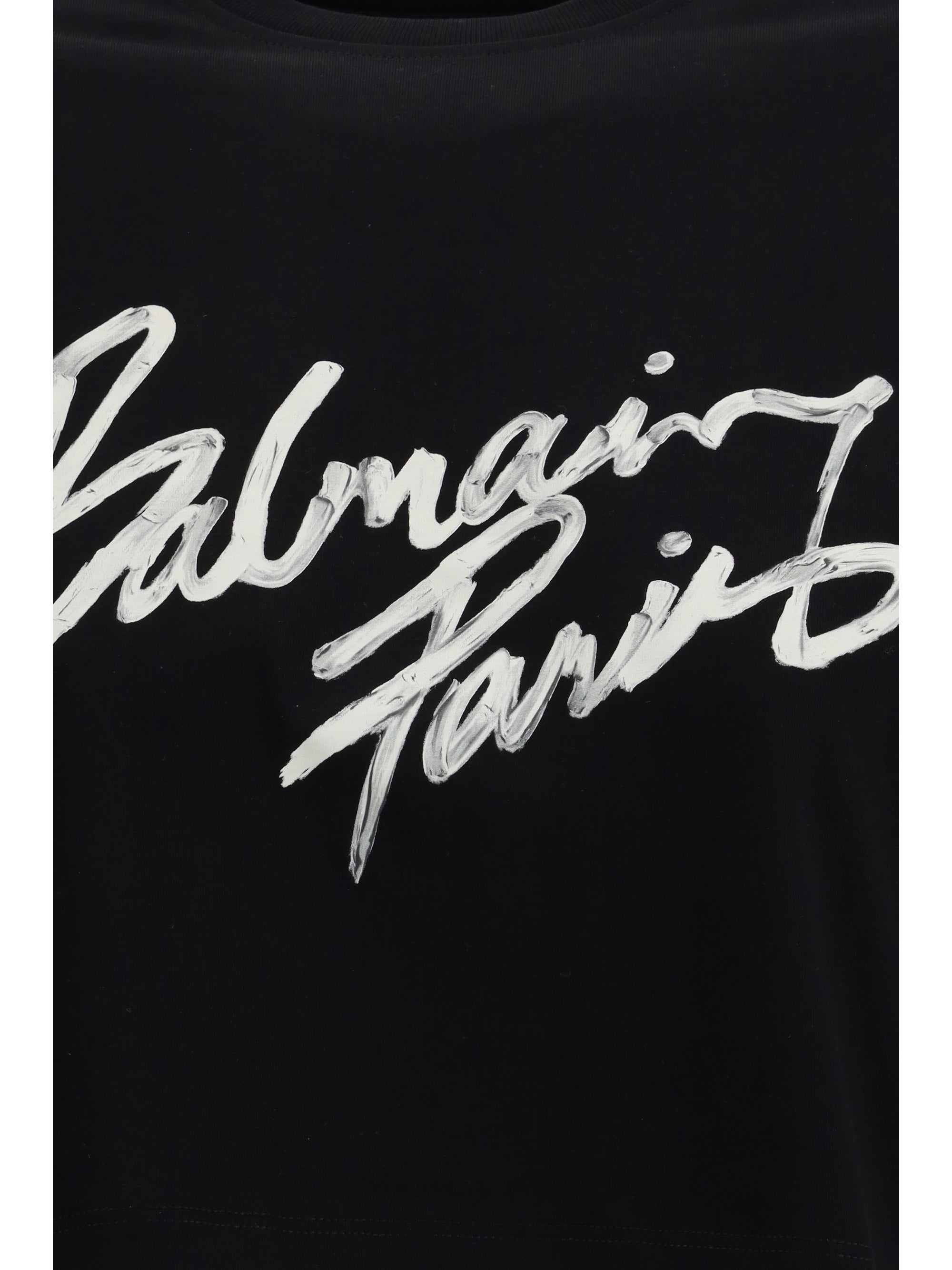 BALMAIN M brush print boxy cropped t-shirt