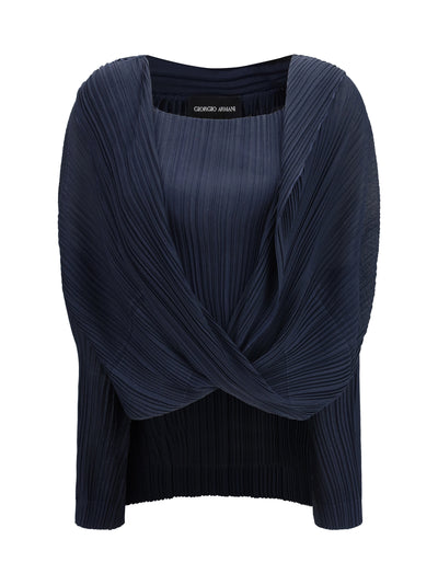 semi-sheer pleated blouse