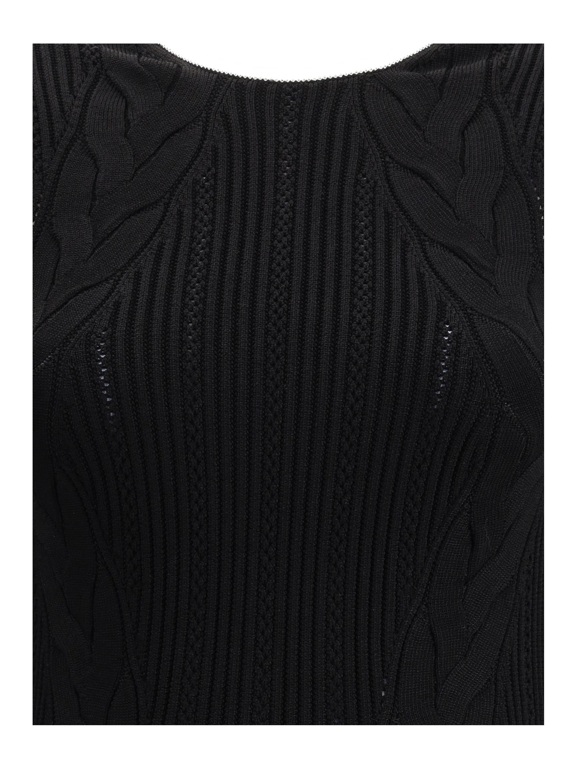 BALMAIN 36 sleeveless torsade knit long dress