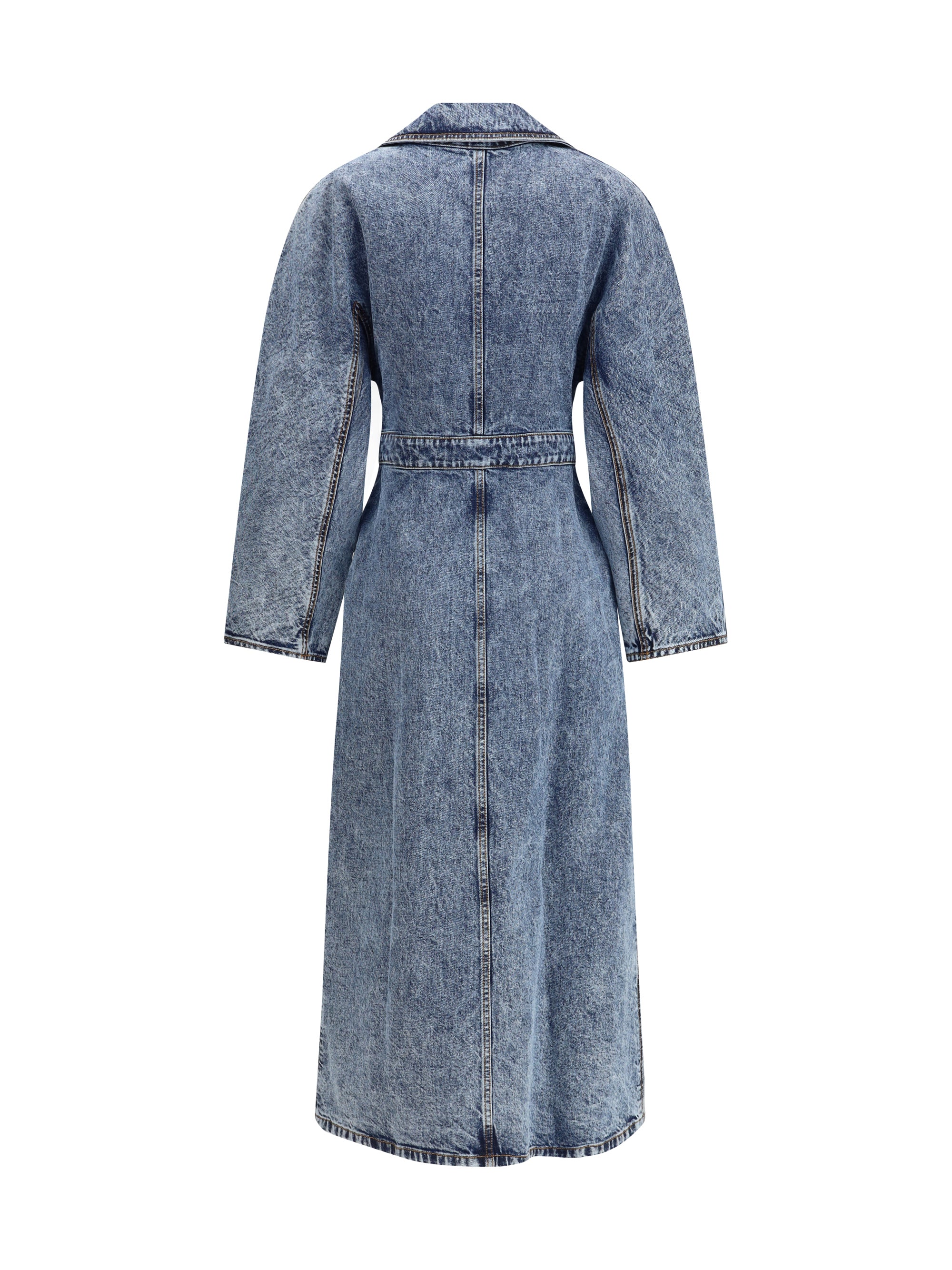 ALAIA 36 long denim spiral trench