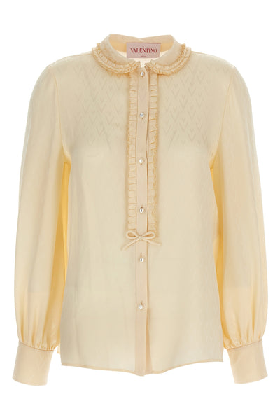all-over toute la v jacquard silk shirt