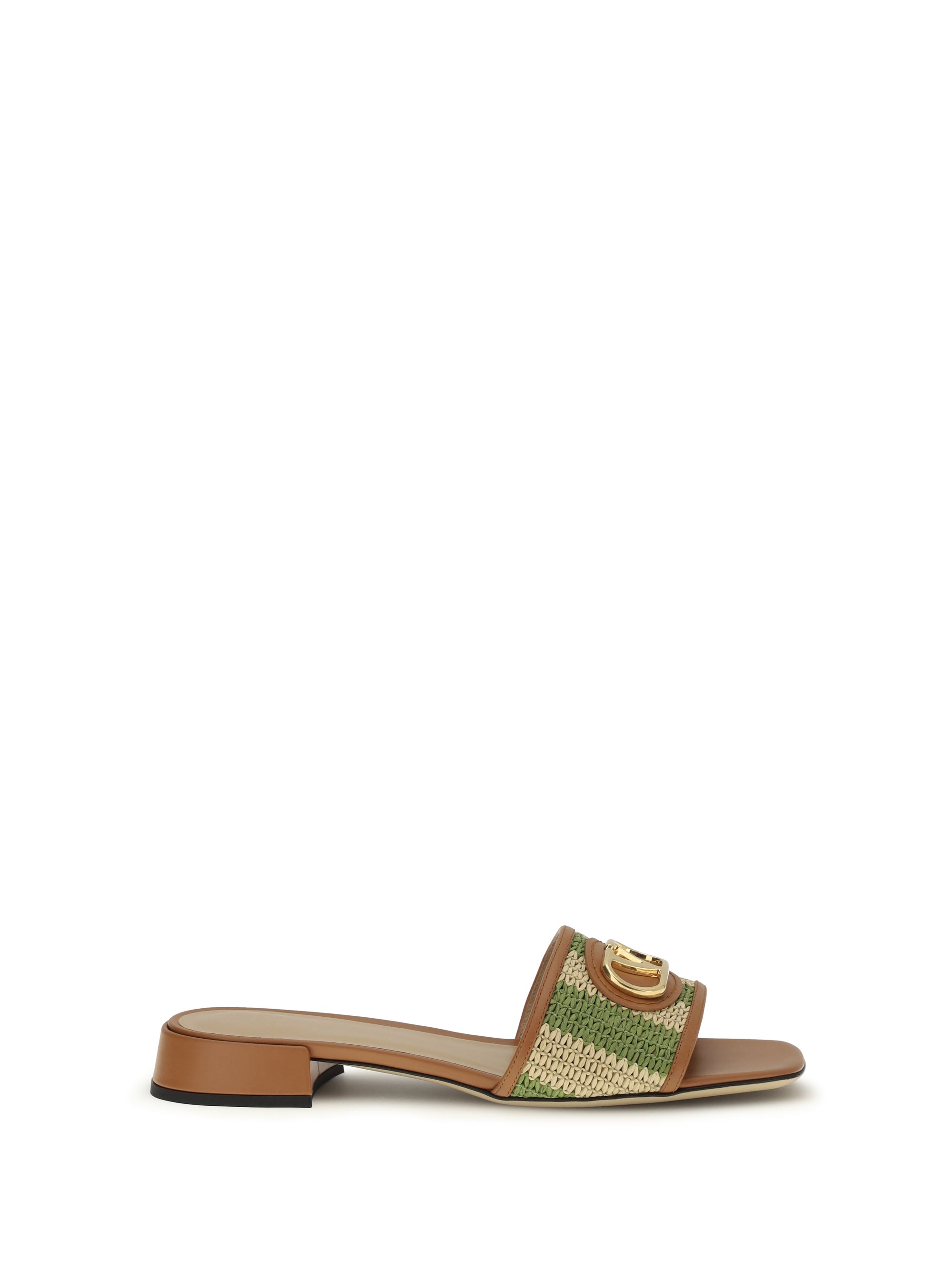 VALENTINO GARAVANI 36 vlogo signature raffia slide sandals