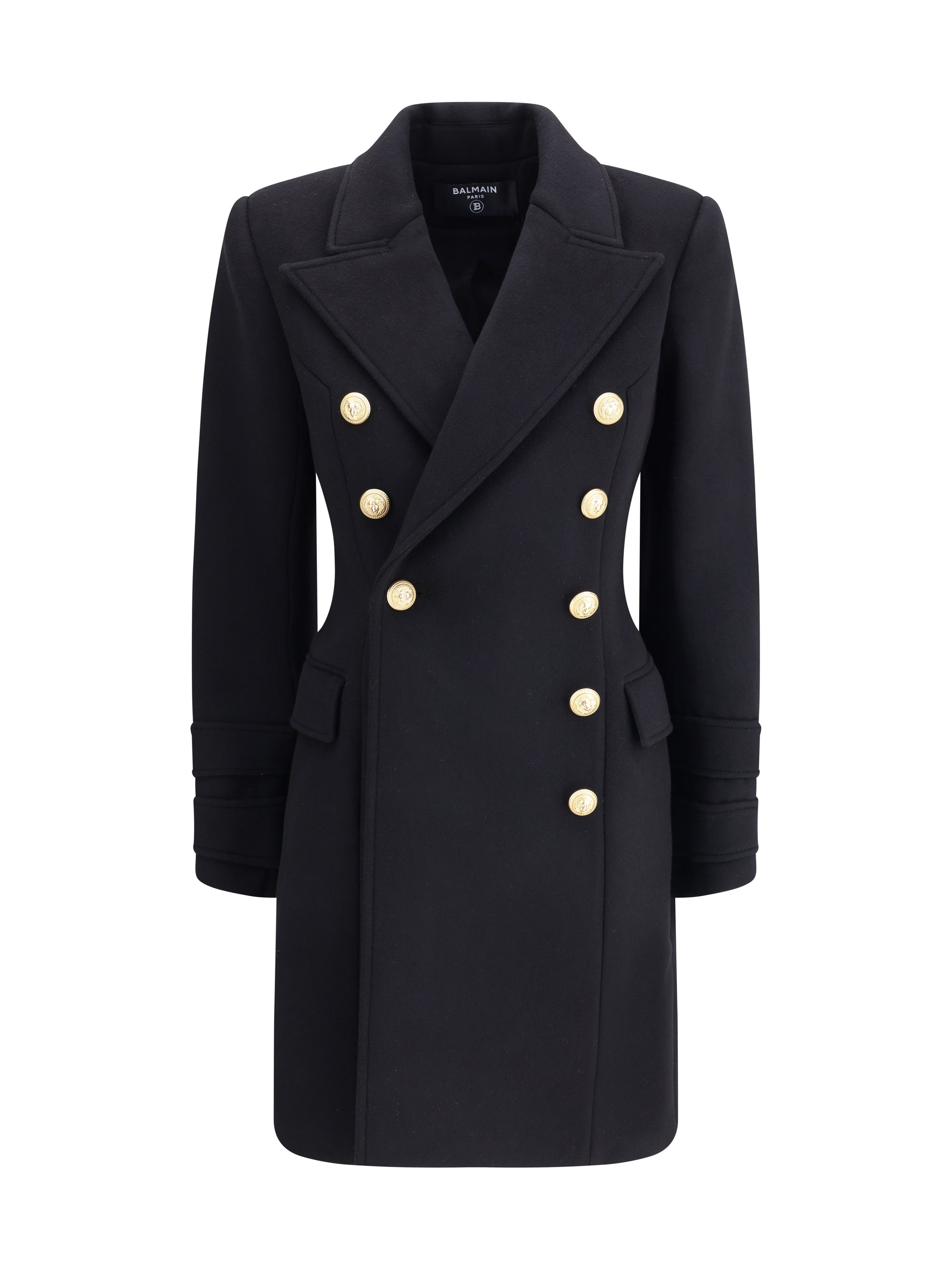 BALMAIN 36 wool and cashmere double-breasted coat