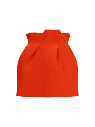 silk mini skirt with ruffled waist
