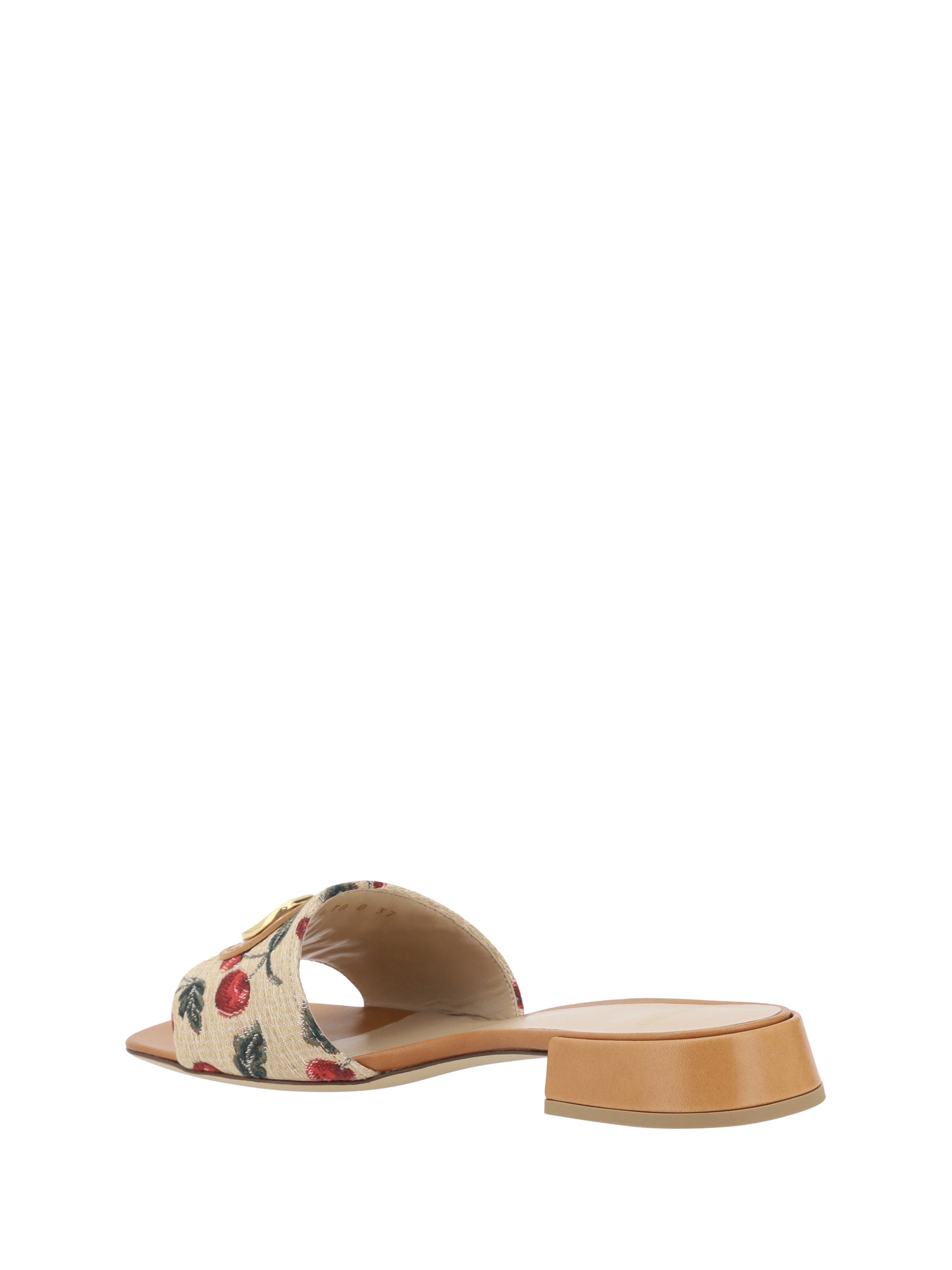 cherry jacquard fabric sandals