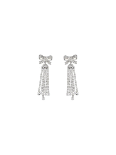 crystal bow drop earrings