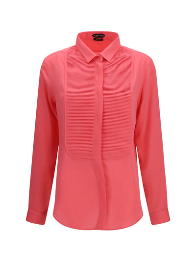 tuxedo shirt in silk with pleated bib