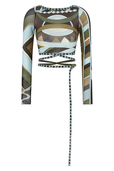 crop top in semi-transparent vivara print tulle