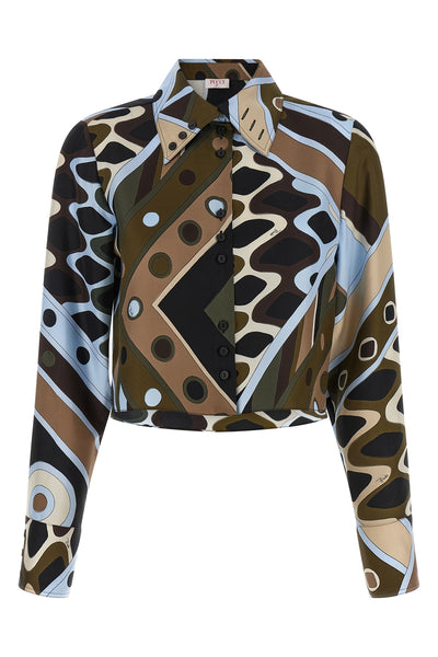 all over vivara print silk twill shirt