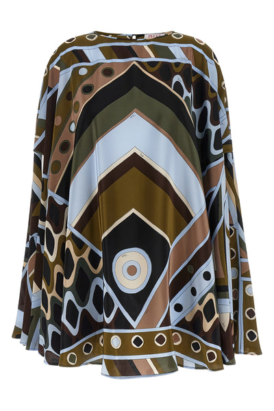 short kaftan silk crepe de chine dress