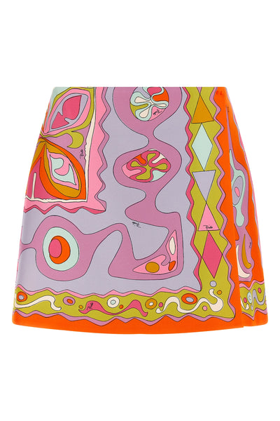 the pucci pure silk twill wrap-up miniskirt defines the silhouette through a sar