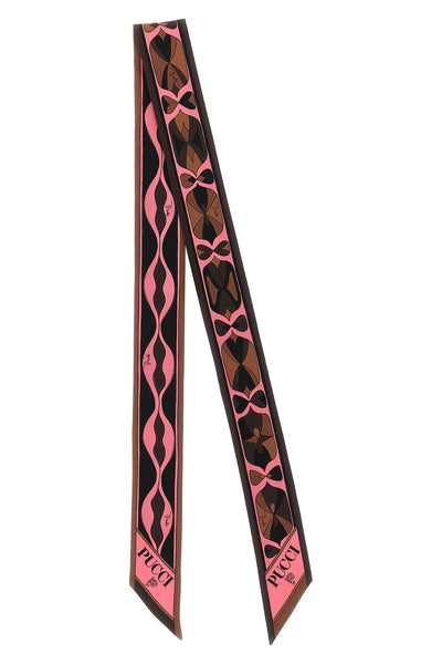 the pucci bandeau scarf stands out for its elongated and thin silhouette