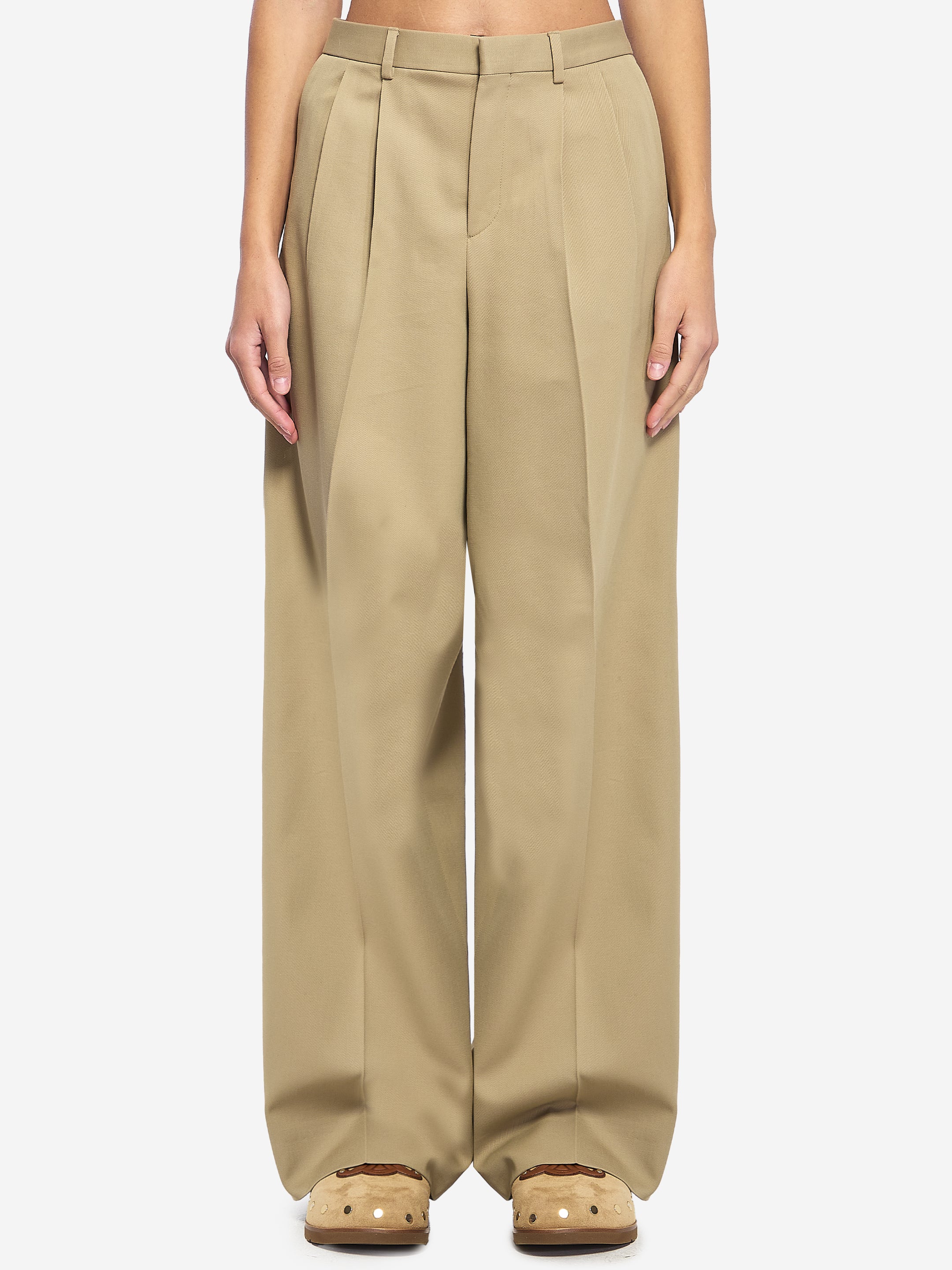 CELINE 36 pleated cotton trousers
