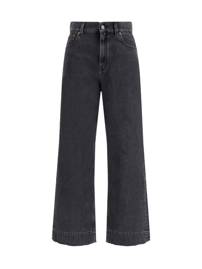 high-waisted cropped denim jeans