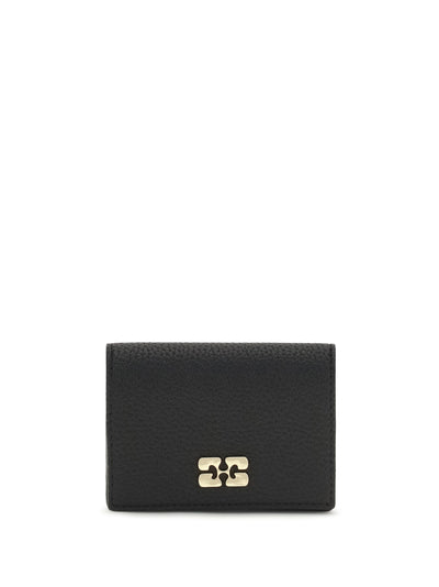 ganni bou card holder with flap grained