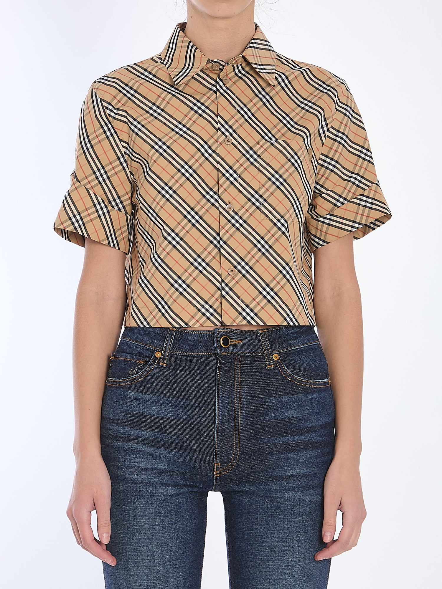 BURBERRY 6 check cropped shirt