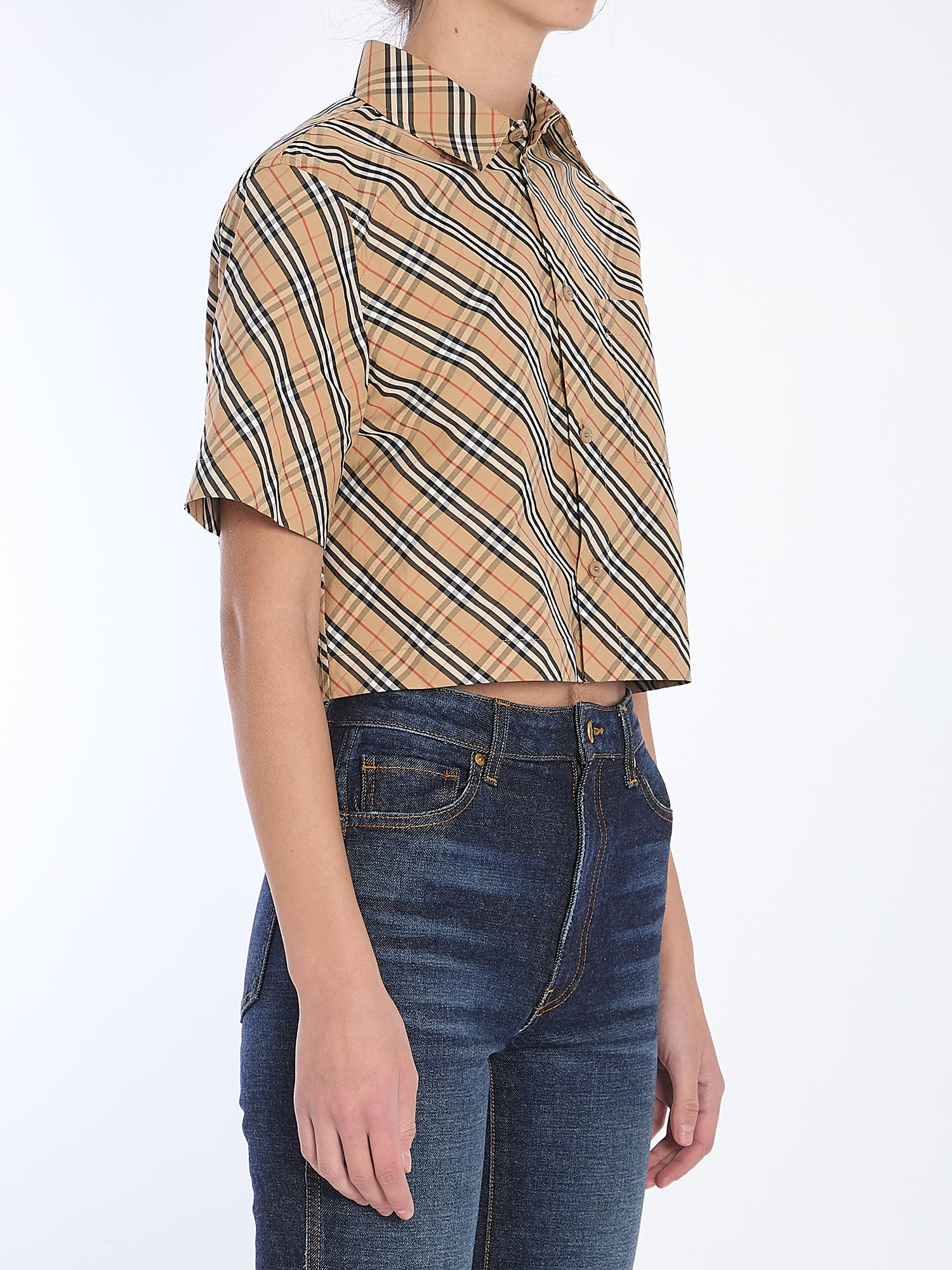 BURBERRY 6 check cropped shirt