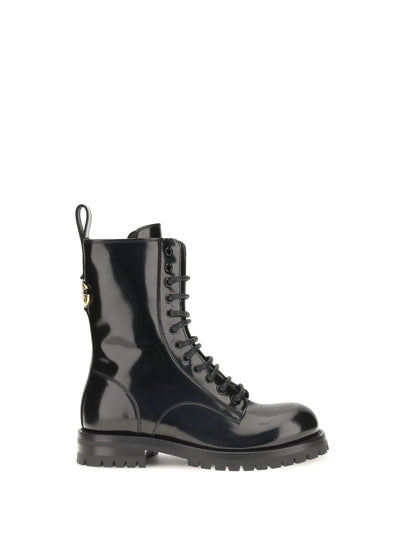 leather lace-up booties