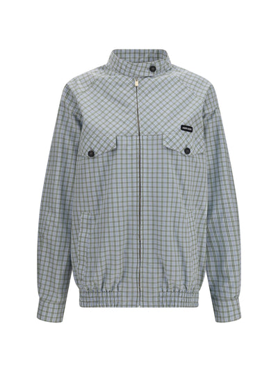 checked technical fabric blouson jacket