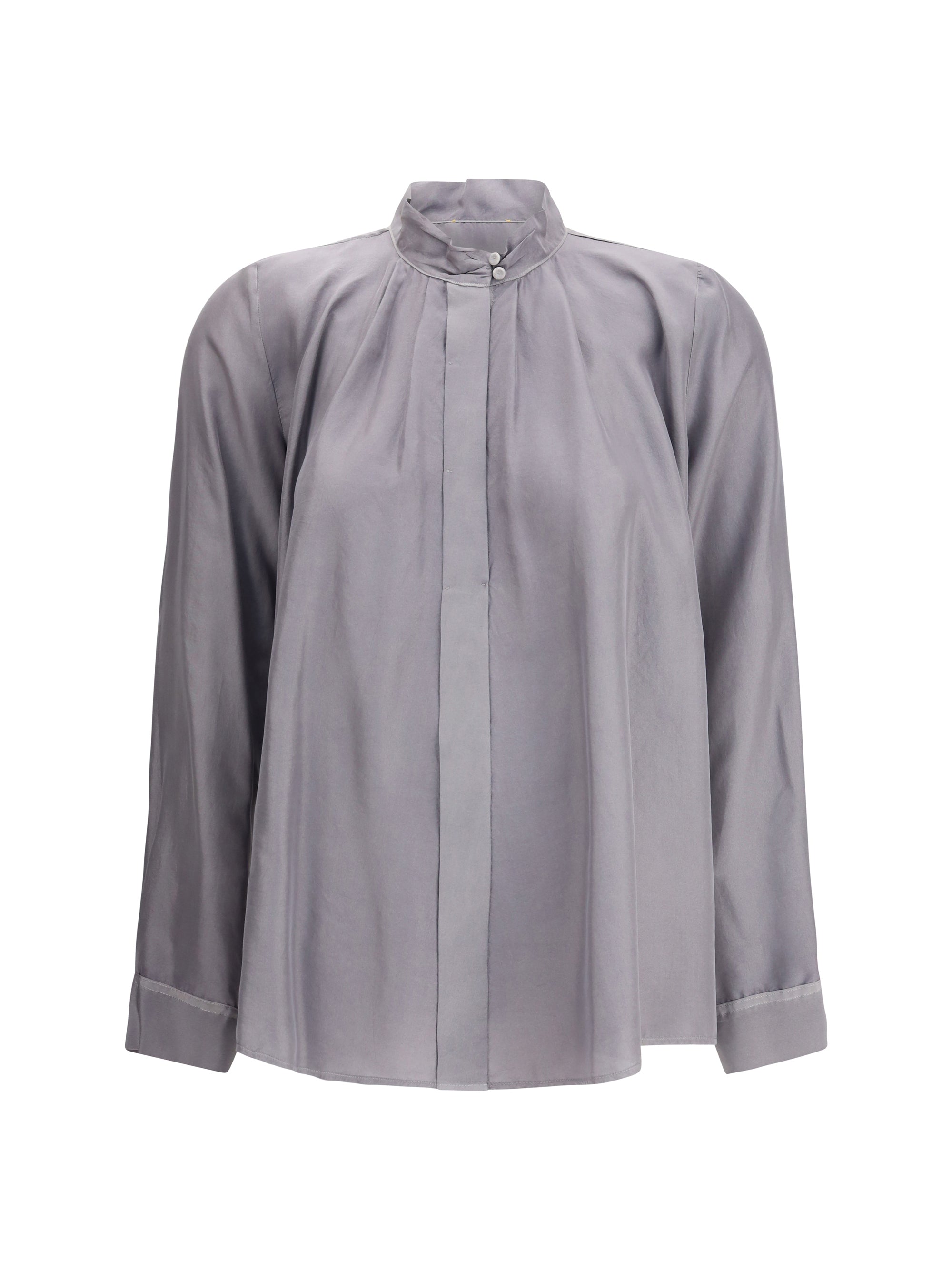 FORTE_FORTE I crater-collar shirt in habotai silk