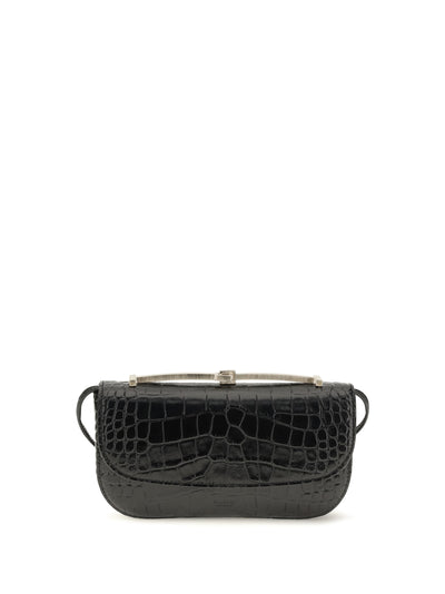 crocodile-print leather shoulder bag