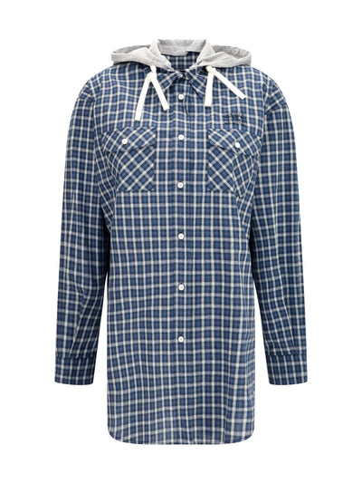 checked hooded shirt